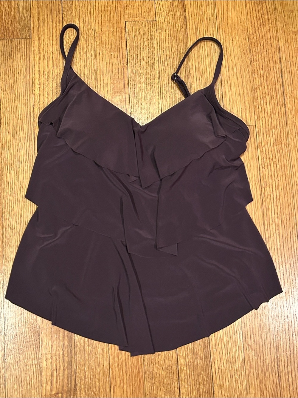 Aqua Green Brown Ruffle Swim Tankini Camisole Size Medium